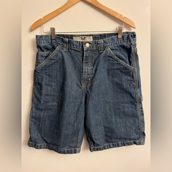 Vintage Streetwear TNT Denim Shorts Carpenter Relaxed Size 34 - Picture 1 of 6